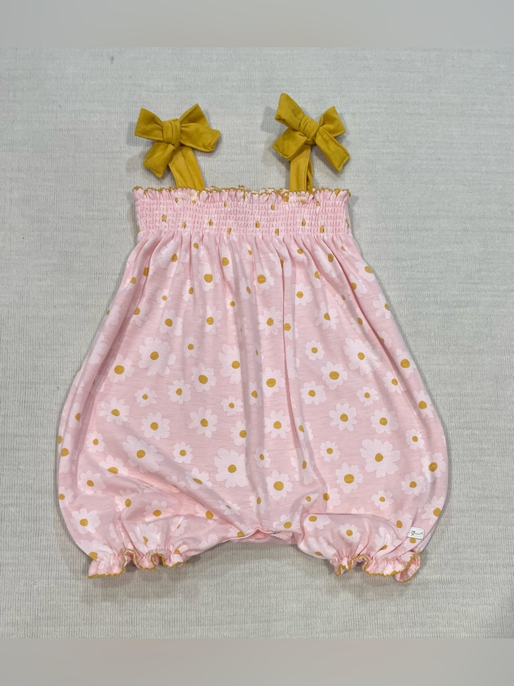 7 For All Mankind Baby Girl Smocked Daisy Romper Size 18M NWOT